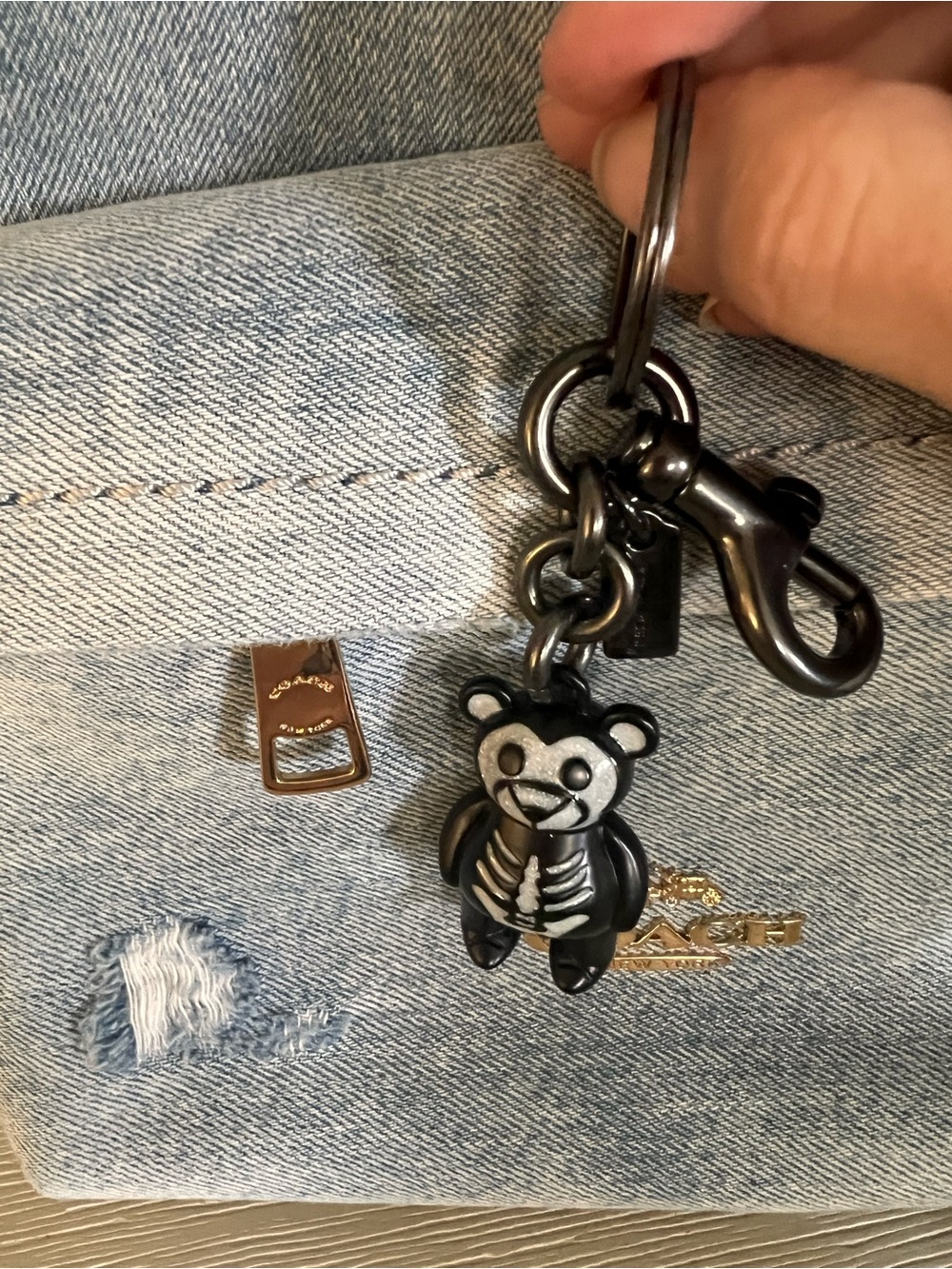 Coach Black Skeleton Bear Key Charm